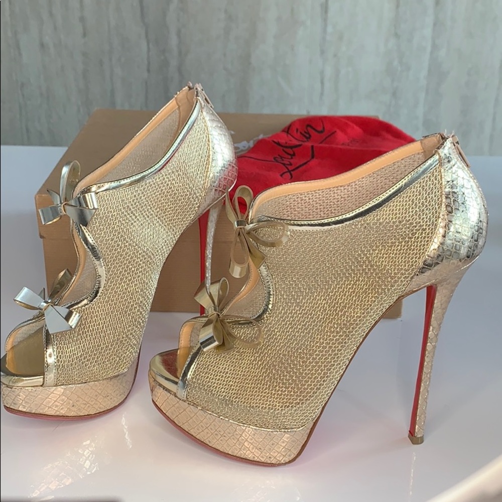 Christian Louboutin Gold Ankle Boots